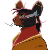 Image ID: A digital illustration of an anthromorphic rat with brown and black fur.