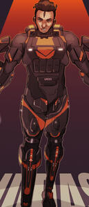 Fullbody Painted A Image ID: A full body digital painting of a white man with brown hair wearing Halo armor.